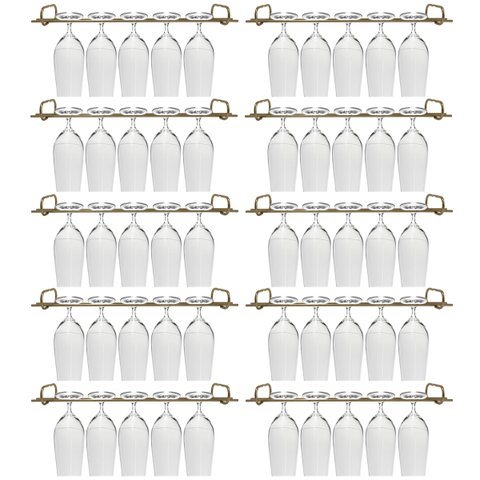 Conjunto 10 Organizadores Suportes De Taças 42cm Porta Taças Retos Dourado