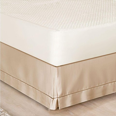 Saia para Cama Box Casal Padrão Ponto Palito 1 Peça Caqui