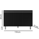 Ver imagem 4 de Gabinete para Cozinha 3 Portas Malu Preto 120cm sem Tampo Nathan Móveis