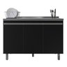 Gabinete para Cozinha 3 Portas Malu Preto 120cm sem Tampo Nathan Móveis - 1