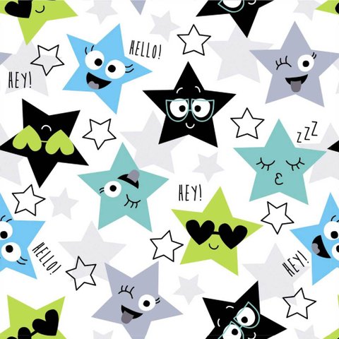 Papel de Parede Decorativo Baby Estrelas Felizes Coloridas 1,5m