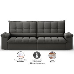 Sofá Sideral Retrátil e Reclinável com Molas no Assento 2,00m Velosuede - Netsofas  - 3