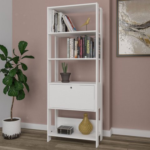 Estante para Livros Match 1 Porta 3 Prateleira Branco - Artely