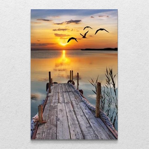 Quadro Decorativo Tela Vertical Ponte Por do Sol Sem Moldura e Sem Vidro 40X60