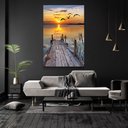 Ver imagem 2 de Quadro Decorativo Tela Vertical Ponte Por do Sol Sem Moldura e Sem Vidro 40X60
