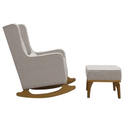 Poltrona de Amamentação Acquila Retro com Balanço e Puff:linho Bege 425024 - 3