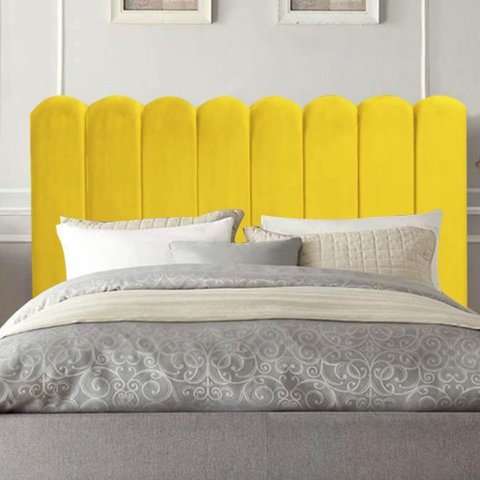 Cabeceira Estofada Alanis 140cm Casal Suede Amarelo