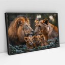 Ver imagem 2 de Quadro Decorativo Familia Leao Leoa Dois Filhotes Nas Folhas Sala Quarto Casa Escritório