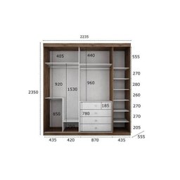 Guarda-Roupa com Espelho 100% MDF 3 Portas e 4 Gavetas Canela Scarpa - 2 Guarda-Roupa com Espelho 100% MDF 3 Portas e 4 Gavetas Canela Scarpa - 2