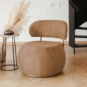 Ver imagem 2 de Poltrona Decorativa Greta Base Giratória Titânio Linho Bouclé Terracota - Nexta Casa