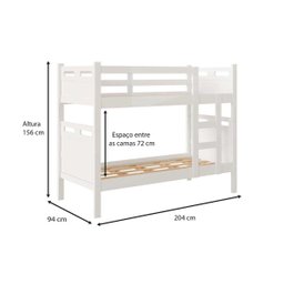 Beliche Solteiro Jaspe Reforçada com Cama Auxiliar e Colchão  Branco - 4