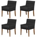 Ver imagem 1 de Kit 4 Cadeiras para Mesa de Jantar Angel Base Madeira Corano Preto - Nexta Casa