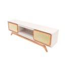 Ver imagem 2 de Rack Sala Tv até 75 Polegadas Ricco 180 Cm Laca Portas Palhinha Off White