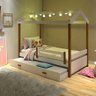 Cama Solteiro Infantil com Led Casinha Montessoriana Eliz com Cama Auxiliar Branco/mel - 1