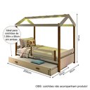 Ver imagem 3 de Cama Solteiro Infantil com Led Casinha Montessoriana Eliz com Cama Auxiliar Branco/mel