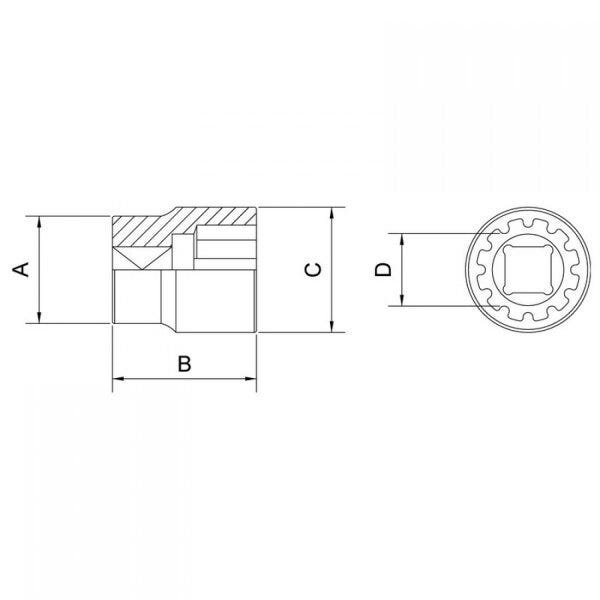 Soquete Techdrive 14mm Encaixe 1/2" Tramontina PRO - 2