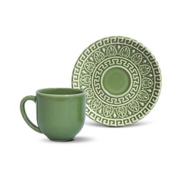 CONJUNTO XÍCARA DE CAFÉ GREEK VERDE SÁLVIA 6PCS PORTO BRASIL - 1 CONJUNTO XÍCARA DE CAFÉ GREEK VERDE SÁLVIA 6PCS PORTO BRASIL - 1