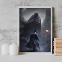 Ver imagem 1 de Quadro Decorativo Exú Capa Preta 24x18cm:madeira Branca