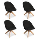 Ver imagem 1 de Kit 4 Poltronas Cadeira Giratória Bela Suede Base Madeira Preto Pallazio