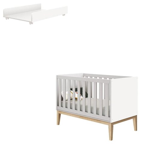 Berço Americano New Classic com Trocador Juju Branco Fosco - Reller