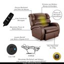 Ver imagem 4 de Poltrona do Papai Sala de Cinema Reclinável Kylie Power Touch Massagem USB PU Marrom Brilho G23 Gran