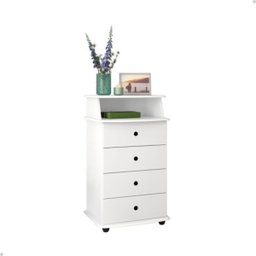 Criado Mesa de Cabeceira com 4 Gavetas e Nicho Luxo Ii:branco - 1