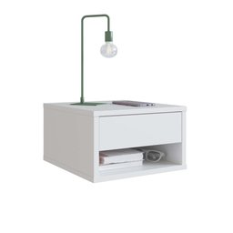 Mesa de Cabeceira Suspensa com 1 Gaveta Slim Emovell Branco - 1