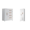 Ver imagem 2 de Quarto Bebê Infantil com Guarda-Roupa 3 Portas e 2 Gavetas com Cômoda 4 Gavetas e 1 Porta Branco