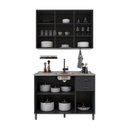 Ver imagem 4 de Conjunto Cozinha Modulada 2 Peças Bari 100% MDF Chumbo