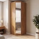 Ver imagem 1 de Guarda-Roupa Modulado de Canto Oblíquo 1 Porta Espelho Peliculado 100% MDF Cairo Marrom/Cinamomo