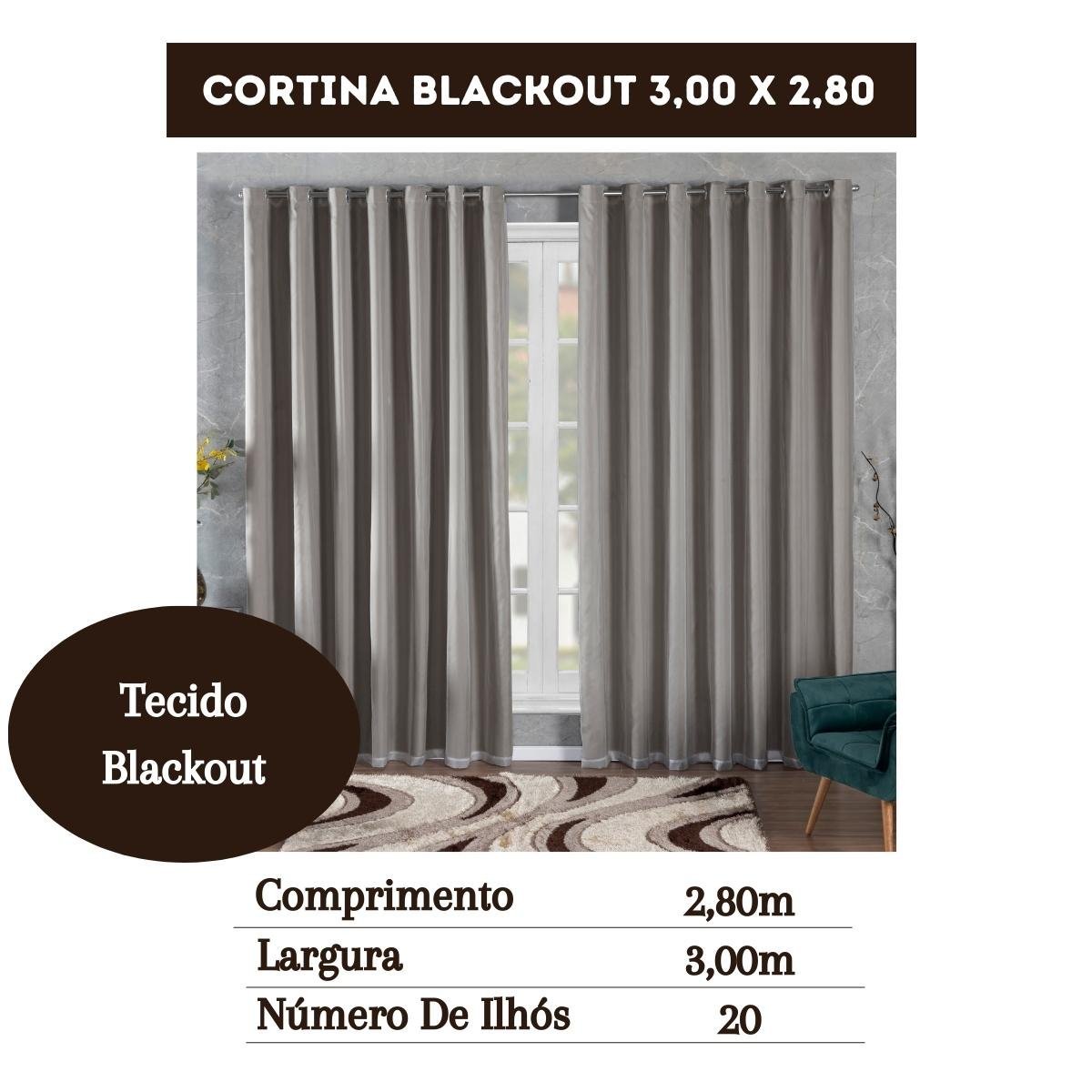 Cortina Sala 3 Metros Blecaute Tecido Marrom C/ Voil Premium - 2