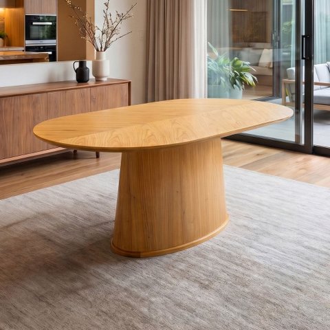 Mesa de Jantar 6 Lugares Orgânica Valência 180x100 cm M04 Mel - Lyam Decor