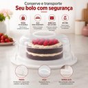 Ver imagem 5 de Suporte Boleira com Tampa Trava Transparente Prato Porta Bolo Torta Sobremesa Pao Cozinha Confeitari