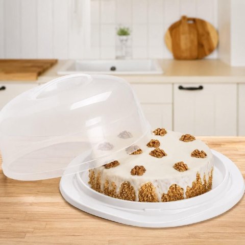 Suporte Boleira com Tampa Trava Transparente Prato Porta Bolo Torta Sobremesa Pao Cozinha Confeitari