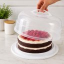 Ver mais imagens de Suporte Boleira com Tampa Trava Transparente Prato Porta Bolo Torta Sobremesa Pao Cozinha Confeitari