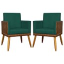 Ver imagem 1 de Kit 2 Poltronas Decorativas Lis Corino e Suede Cores Pé Palito 30cm