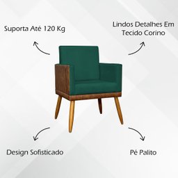 Kit 2 Poltronas Decorativas Lis Corino e Suede Cores Pé Palito 30cm - 6