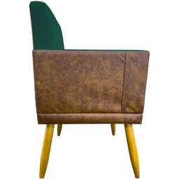 Kit 2 Poltronas Decorativas Lis Corino e Suede Cores Pé Palito 30cm - 4