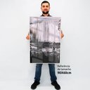 Ver imagem 2 de Quadro Decorativo Caixa Alta com Vidro Abstrato Black White TaColado Moldura Madeira 90 x 60cm