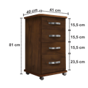 Ver imagem 3 de Gaveteiro 4 Gavetas - Corrediças Telescópicas (Cor Amêndoa)