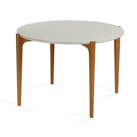 Mesa Jantar Redonda Luara Off White e Amêndoa 110cm - 68323