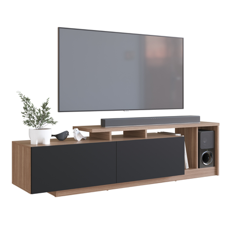 Rack Linea 2 Portas e Nicho para Tv de até 50 Polegadas B91 Emovell:montana/preto