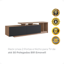 Ver imagem 2 de Rack Linea 2 Portas e Nicho para Tv de até 50 Polegadas B91 Emovell:montana/preto