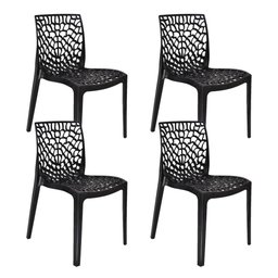 Kit 4 Cadeiras Gruvyer Design Cozinha Sala de Estar Jantar - Preto - 1