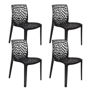 Kit 4 Cadeiras Gruvyer Design Cozinha Sala de Estar Jantar - Preto