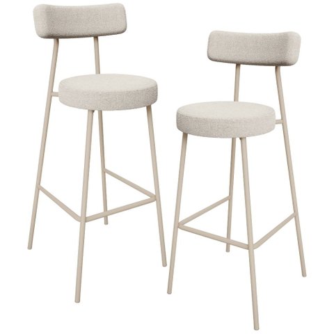 Kit 02 Banquetas Alta Bar Cozinha Sala de Jantar Aço Milão Arena L02 Bouclê Bege - Lyam Decor