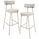 Ver imagem 1 de Kit 02 Banquetas Alta Bar Cozinha Sala de Jantar Aço Milão Arena L02 Bouclê Bege - Lyam Decor