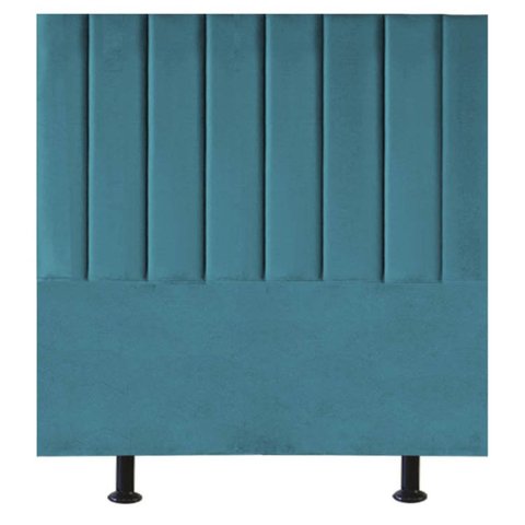 Cabeceira Estofada Cama Box Casal 140 Cm Mavie Suede:azul Turquesa