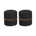 Ver imagem 1 de Kit 2 Puff Decorativo Old com Cinto Estofado em Veludo Preto