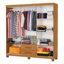 Ver imagem 3 de Guarda-roupa Solteiro Aurora 6 Portas 2 Gavetas 22116 Cinamomo - Carioca Móveis